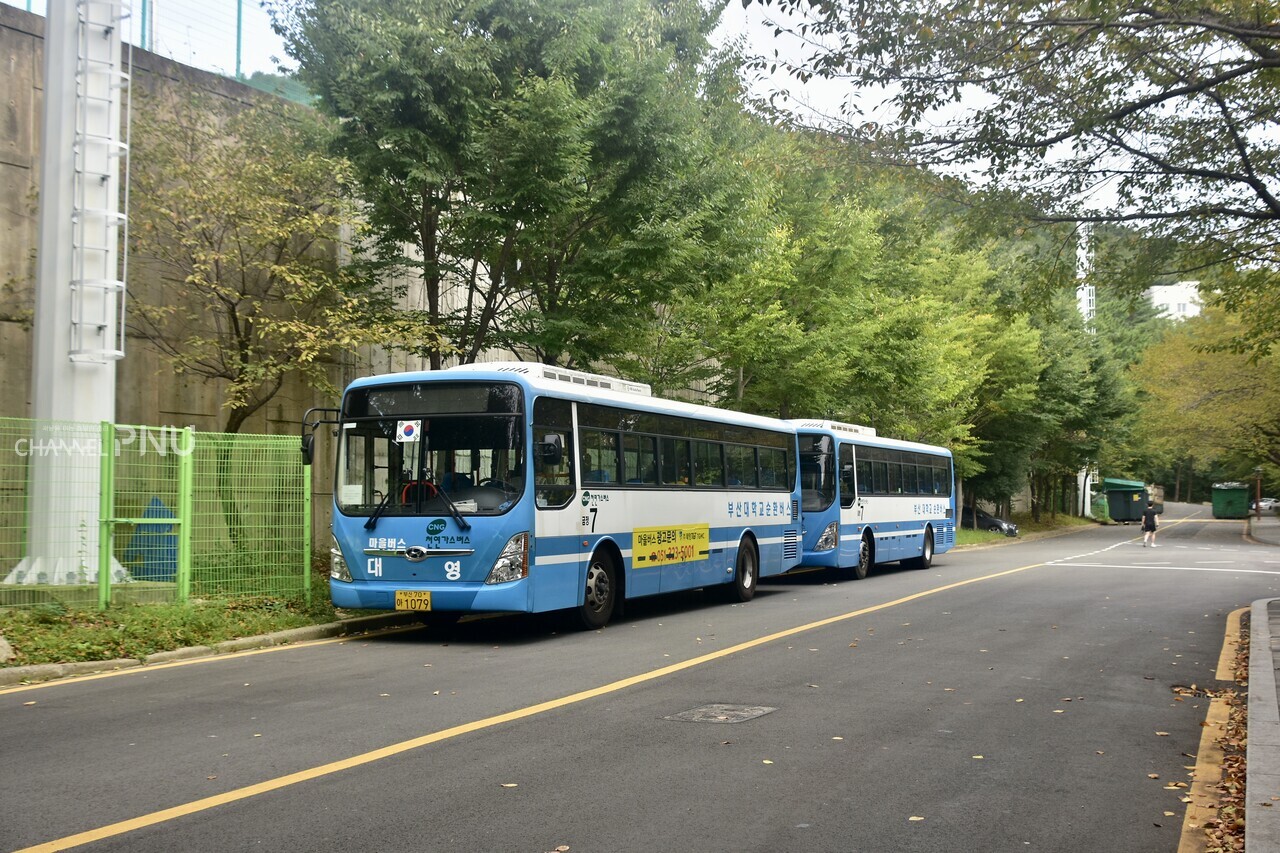 대영버스가 재정난·인력난으로 운용하지 않는 2대의 버스. [전형서 기자]
