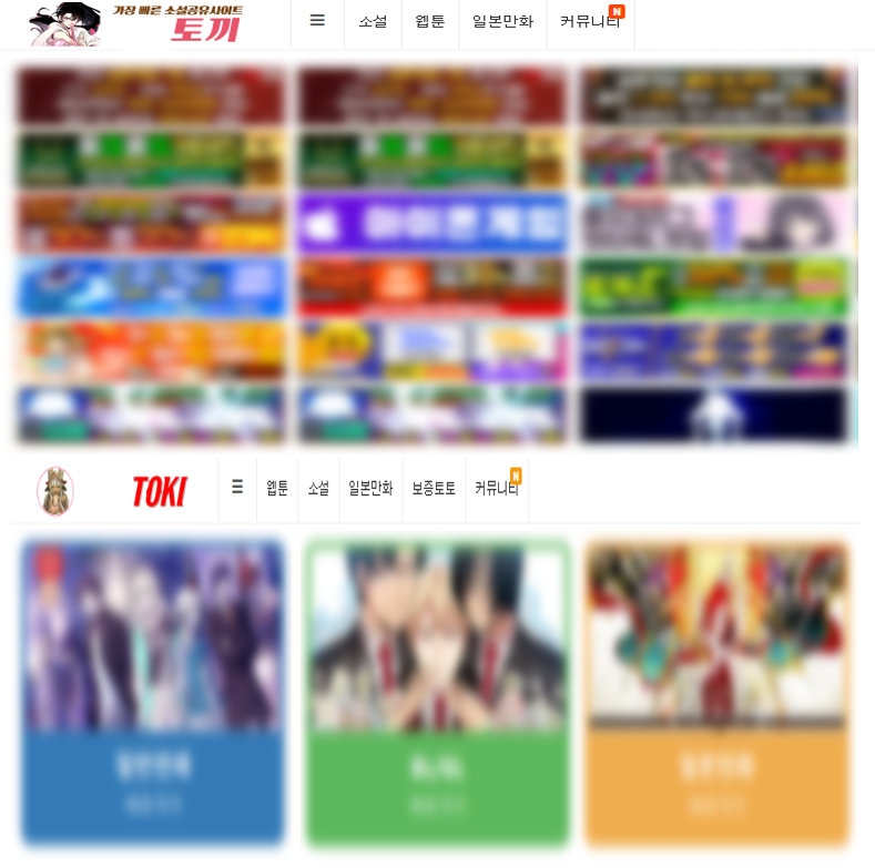 The screenshot of the illegal site that distributes webtoon and web novel. Numerous illegal sites are appearing under the name of "Tokki."