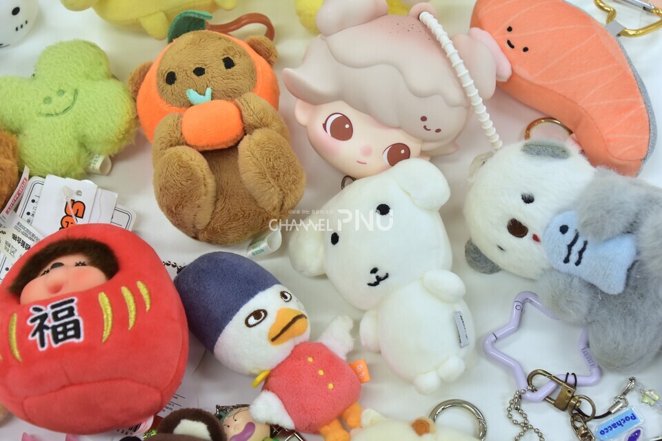 아이돌 굿즈, 몬치치, 듀가나디, 산리오 등 최근 유행하는 캐릭터 키링들. [임승하 기자]