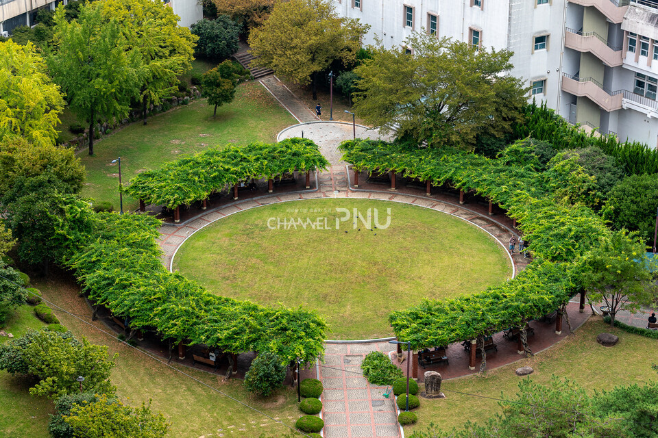 At 3 pm on September 24th, at the pergola and the circular lawn in front of the Social Sciences Building. The circular lawn, the pergola, the red bricks, and the green scenery are the first things that come to mind when thinking of Yewonjeong. [Song Min-Soo, Reporter]